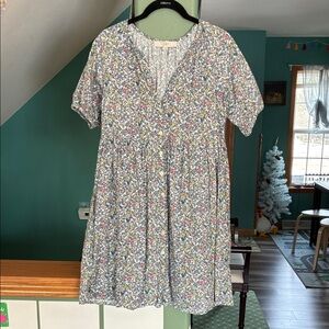 LOFT Multicolor Floral V-Neck Dress